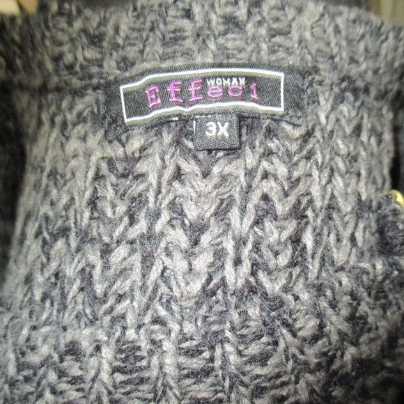 Size 3X Effeci Woman Long Sweater 100% Acrylic Black/Grey Long Sweater - Picture 3 of 13